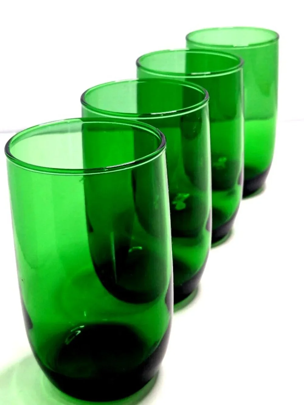 4 Anchor Hocking Forest Green Juice Tumblers 3 3/8